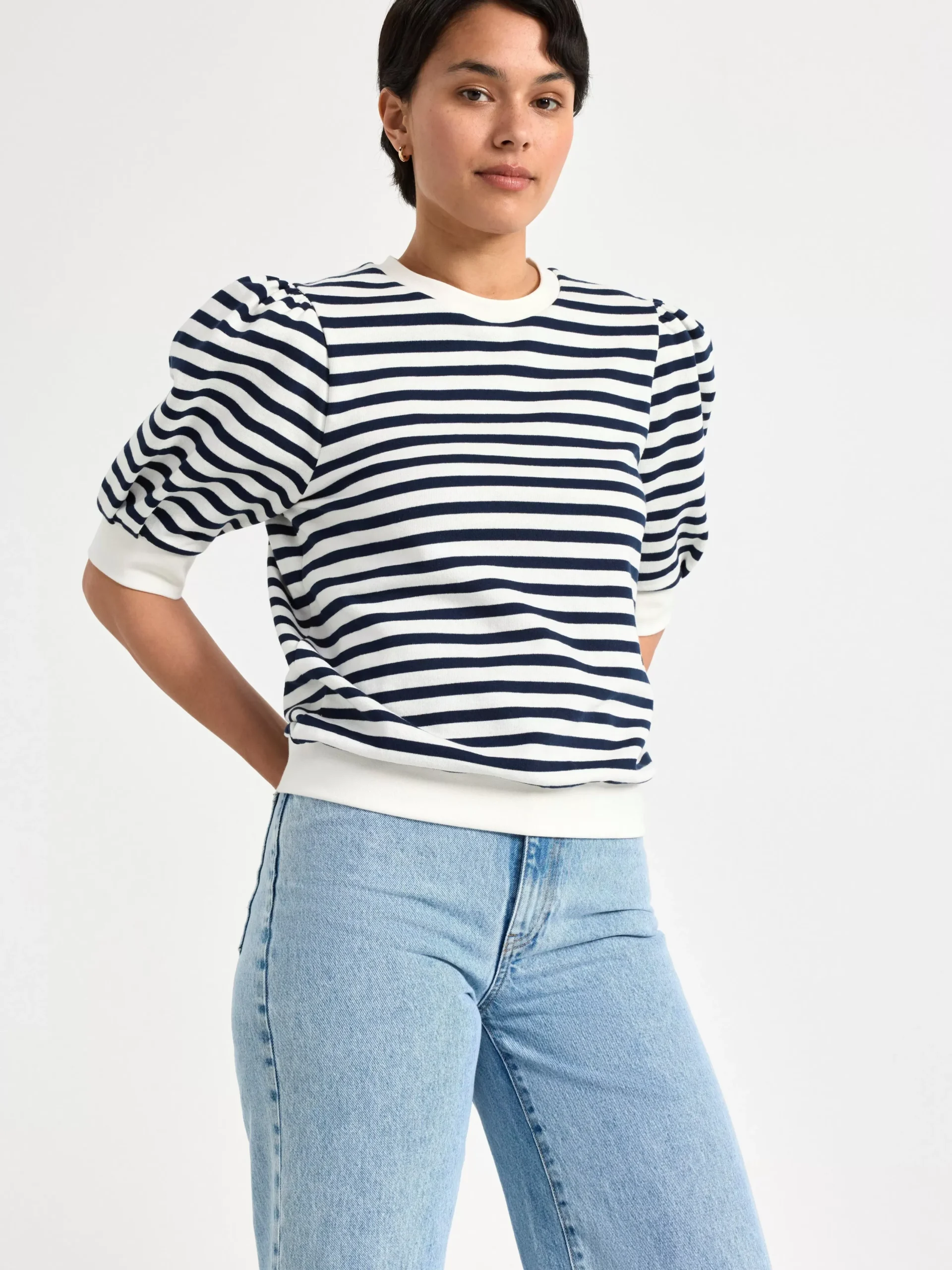 Tröjor & Cardigans>Lindex Kortarmad Sweatshirt Off White