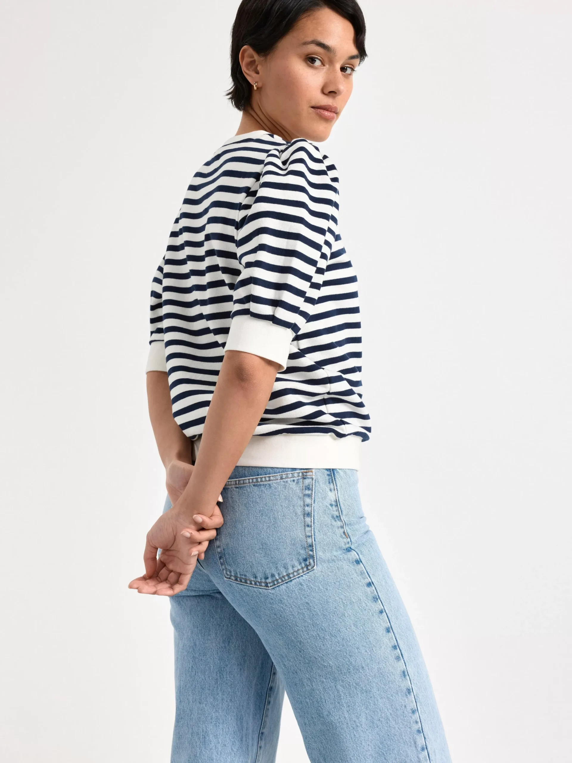 Tröjor & Cardigans>Lindex Kortarmad Sweatshirt Off White