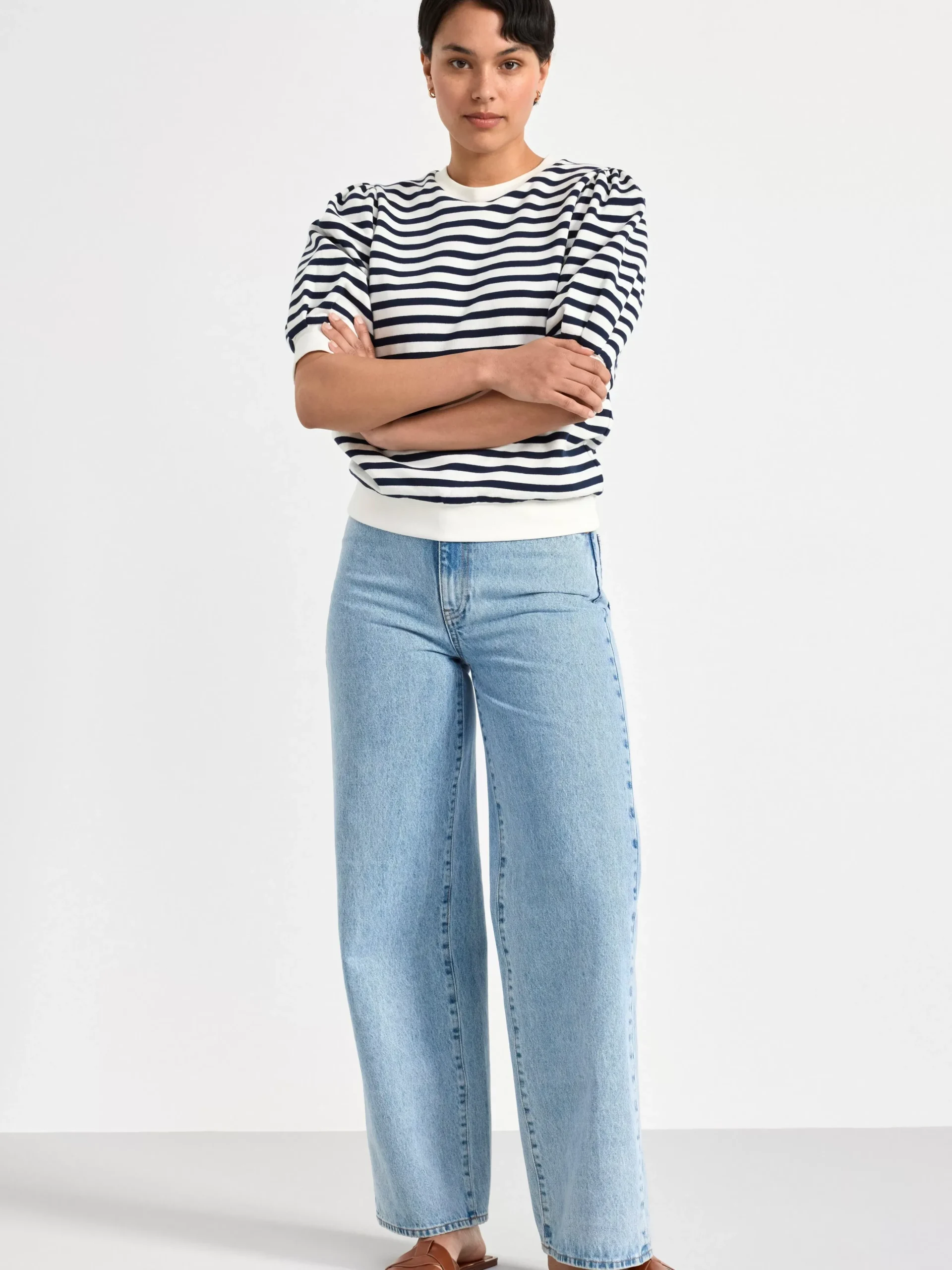Tröjor & Cardigans>Lindex Kortarmad Sweatshirt Off White