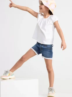 Toppar & T-Shirts>Lindex Kortarmad Topp Light Dusty White