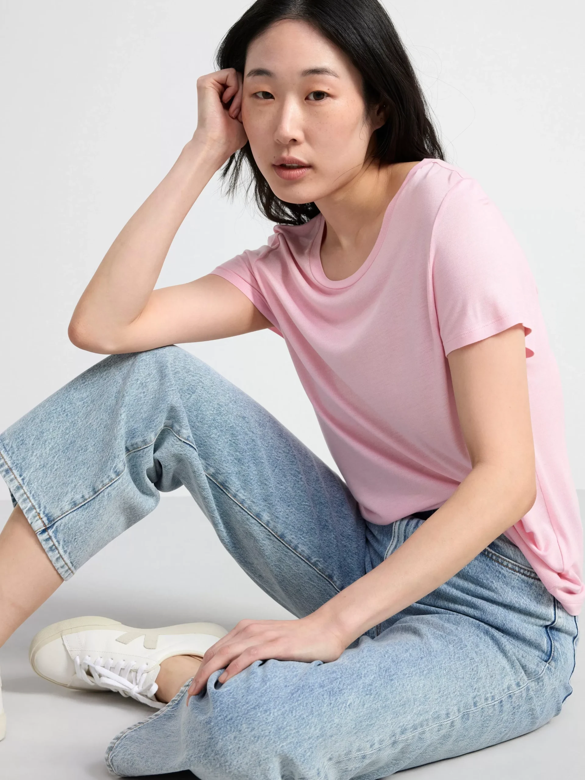 Toppar & T-Shirts>Lindex Kortarmad Topp Light Pink