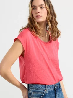 Toppar & T-Shirts>Lindex Kortarmad Topp Dark Pink