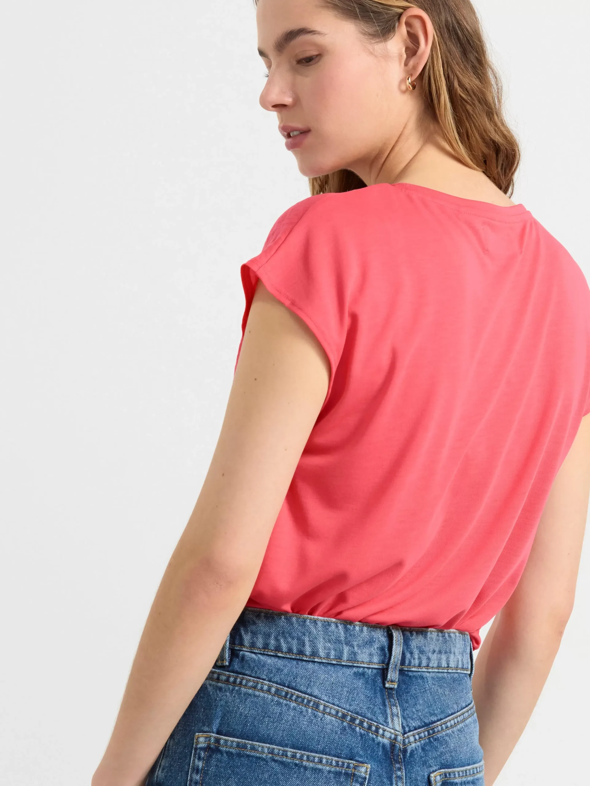 Toppar & T-Shirts>Lindex Kortarmad Topp Dark Pink