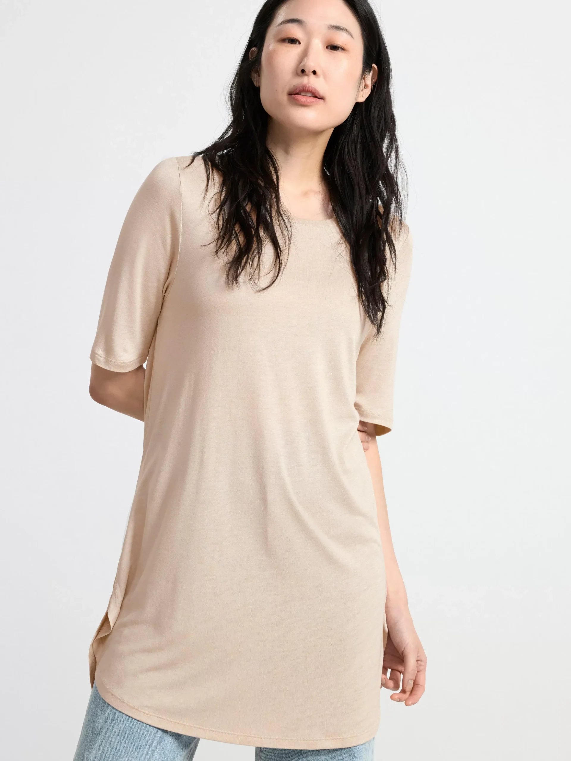 Toppar & T-Shirts>Lindex Kortarmad Topp Light Beige