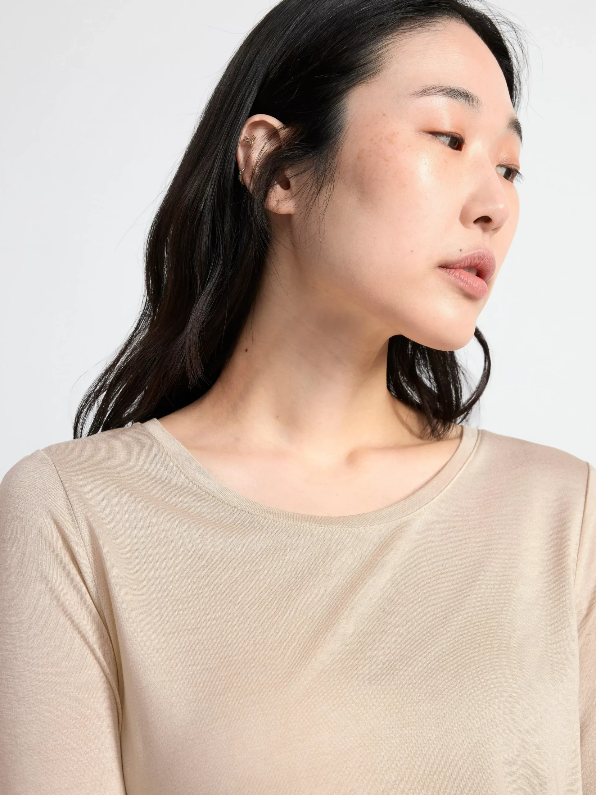 Toppar & T-Shirts>Lindex Kortarmad Topp Light Beige