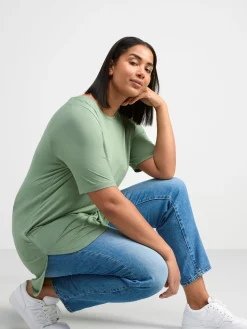 Toppar & T-Shirts>Lindex Kortarmad Topp Light Khaki