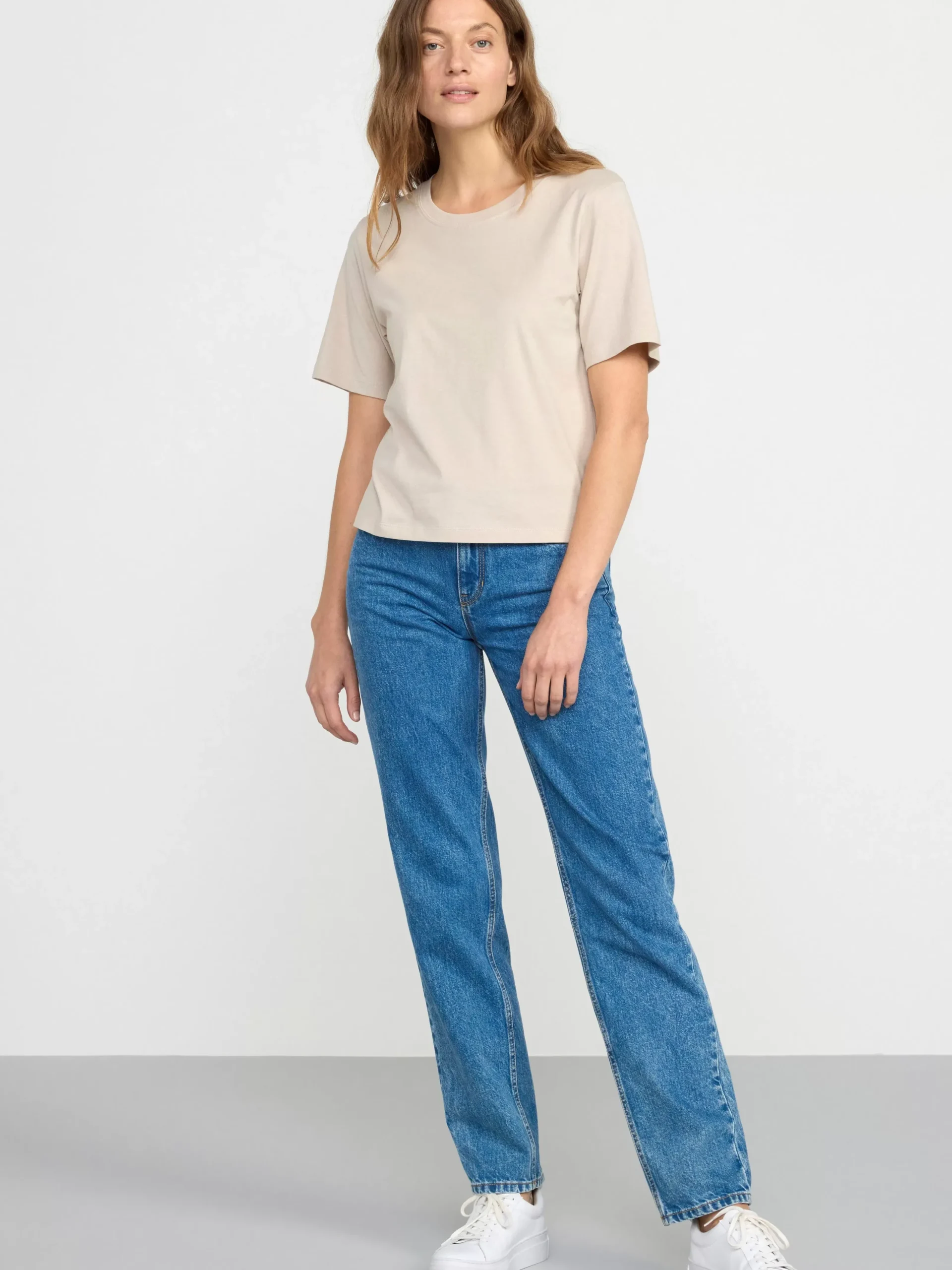 Toppar & T-Shirts>Lindex Kortarmad Topp Light Beige