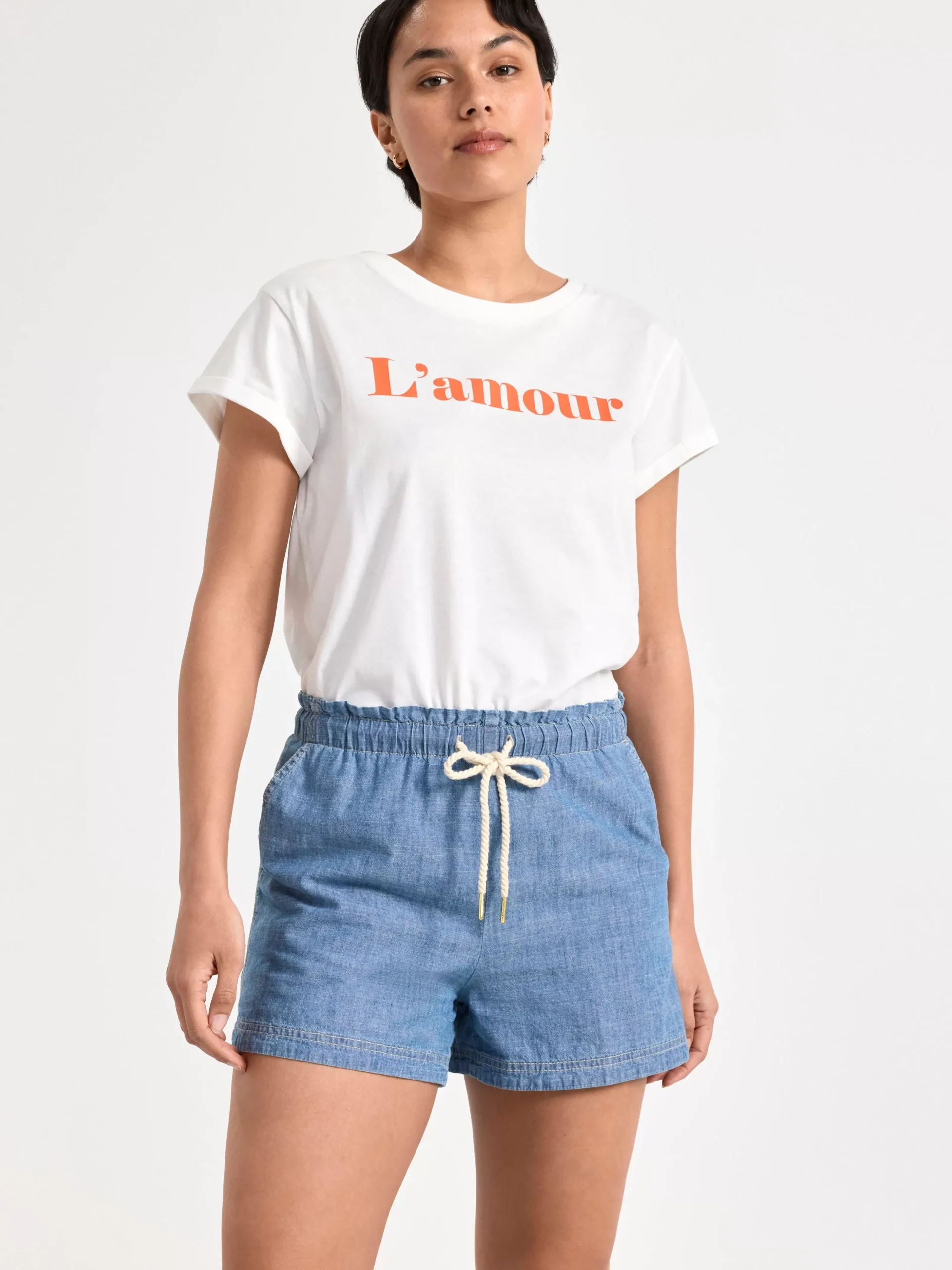 Toppar & T-Shirts>Lindex Kortarmad Topp Off White