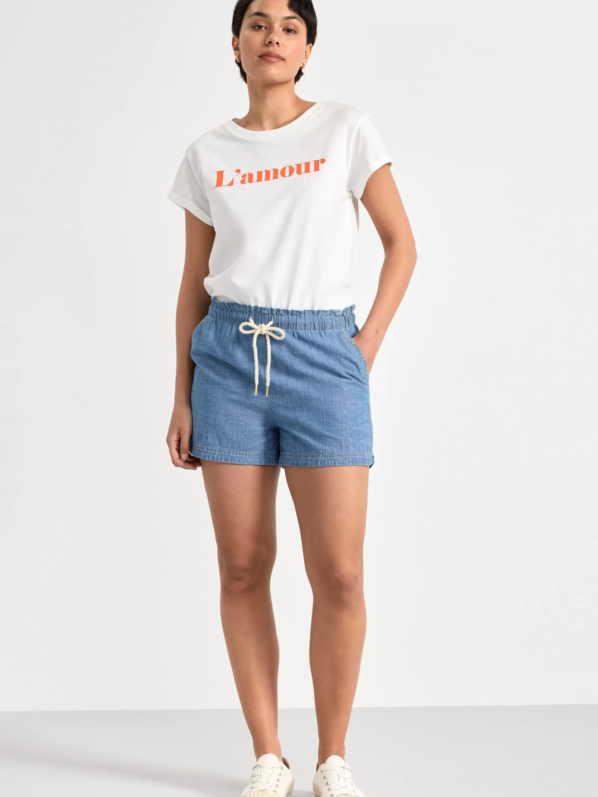 Toppar & T-Shirts>Lindex Kortarmad Topp Off White
