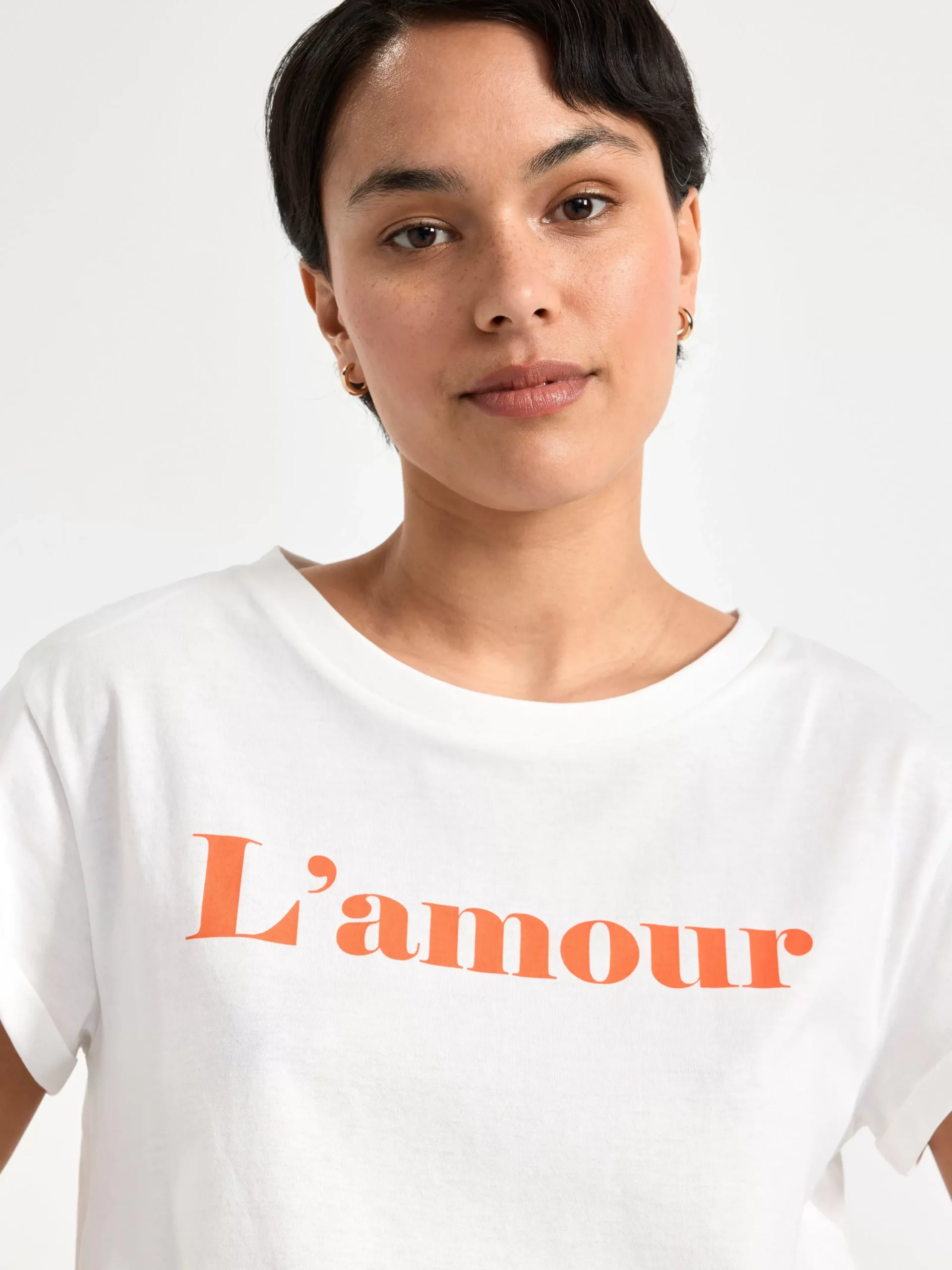 Toppar & T-Shirts>Lindex Kortarmad Topp Off White
