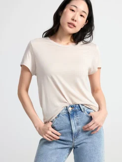 Toppar & T-Shirts>Lindex Kortarmad Topp Light Beige