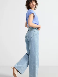 Toppar & T-Shirts>Lindex Kortarmad Topp Light Blue