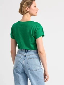 Toppar & T-Shirts>Lindex Kortarmad Topp I Linne Green