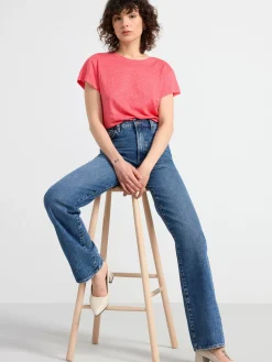 Toppar & T-Shirts>Lindex Kortarmad Topp I Linne Dark Pink