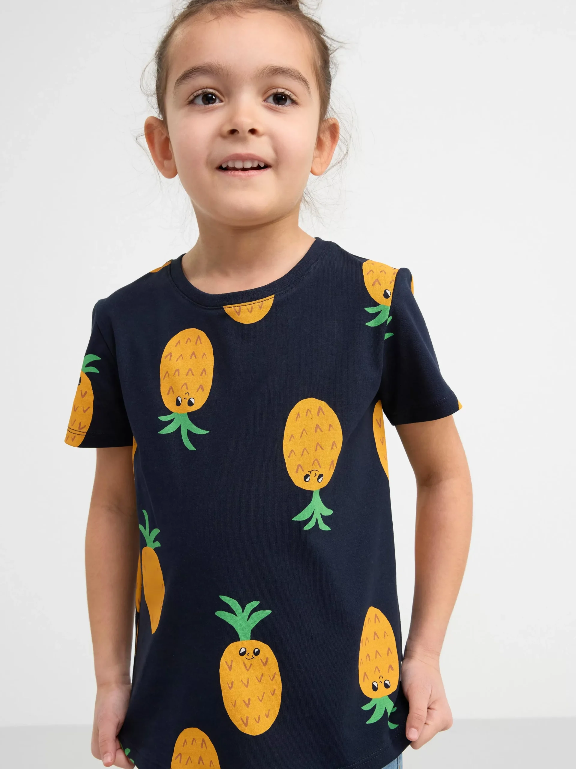 Toppar & T-Shirts>Lindex Kortarmad Topp Med Ananaser Dark Navy