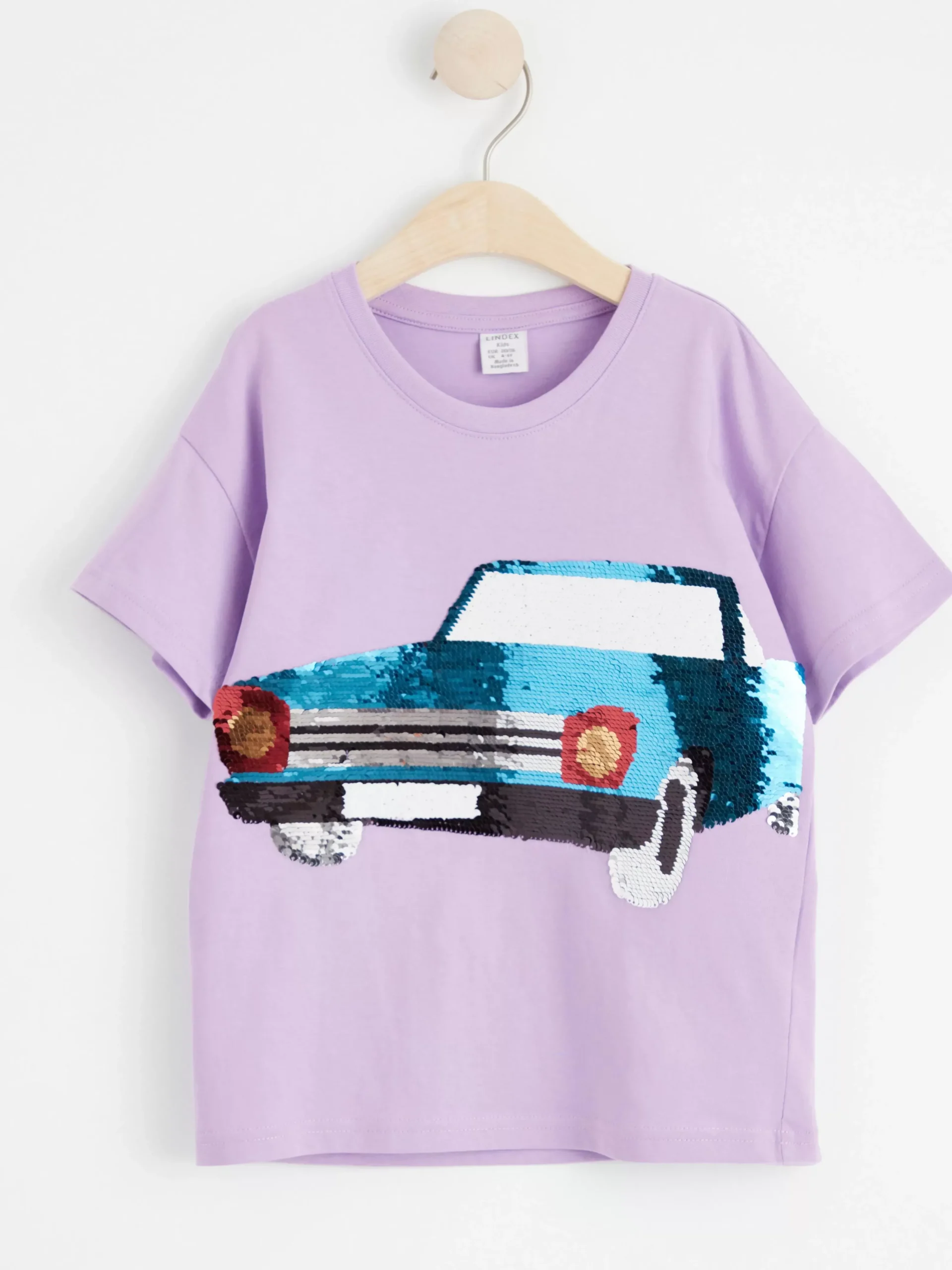 Toppar & T-Shirts>Lindex Kortarmad Topp Med Bil Av Vandbara Paljetter Light Lilac