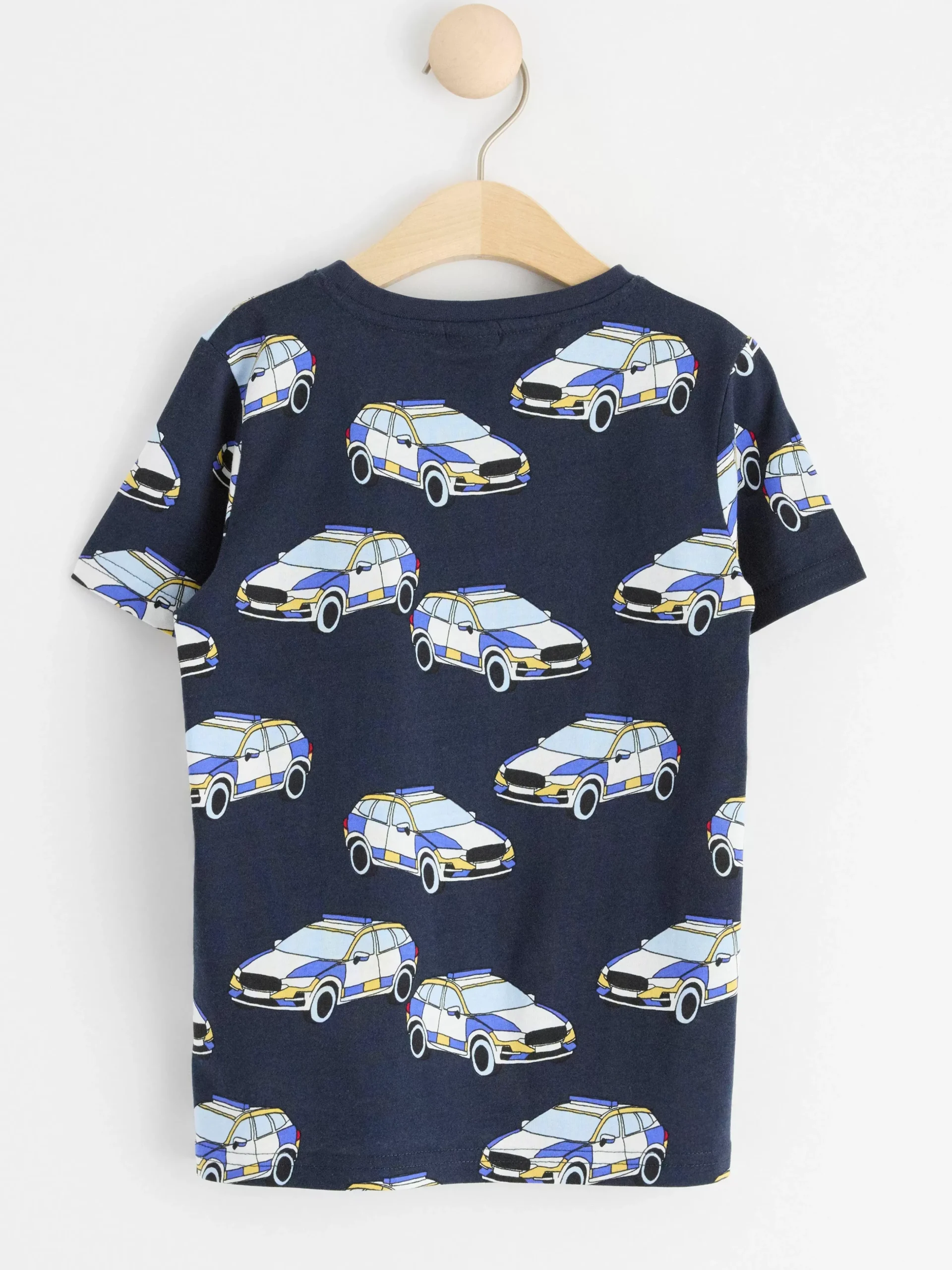 Toppar & T-Shirts>Lindex Kortarmad Topp Med Bilar Dark Navy