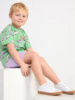 Toppar & T-Shirts>Lindex Kortarmad Topp Med Bilar Green