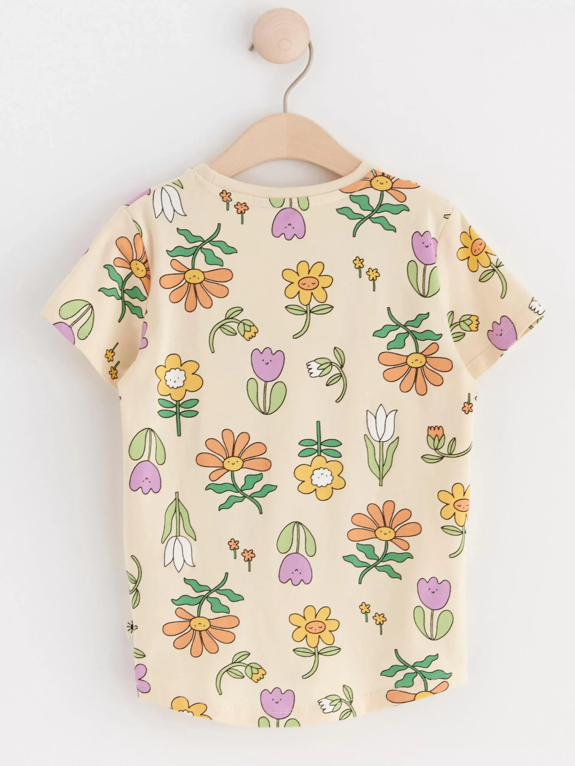 Toppar & T-Shirts>Lindex Kortarmad Topp Med Blommonster Light Yellow