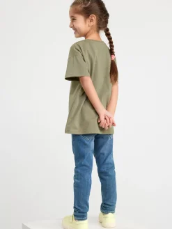 Toppar & T-Shirts>Lindex Kortarmad Topp Med Blommonster Light Dusty Khaki