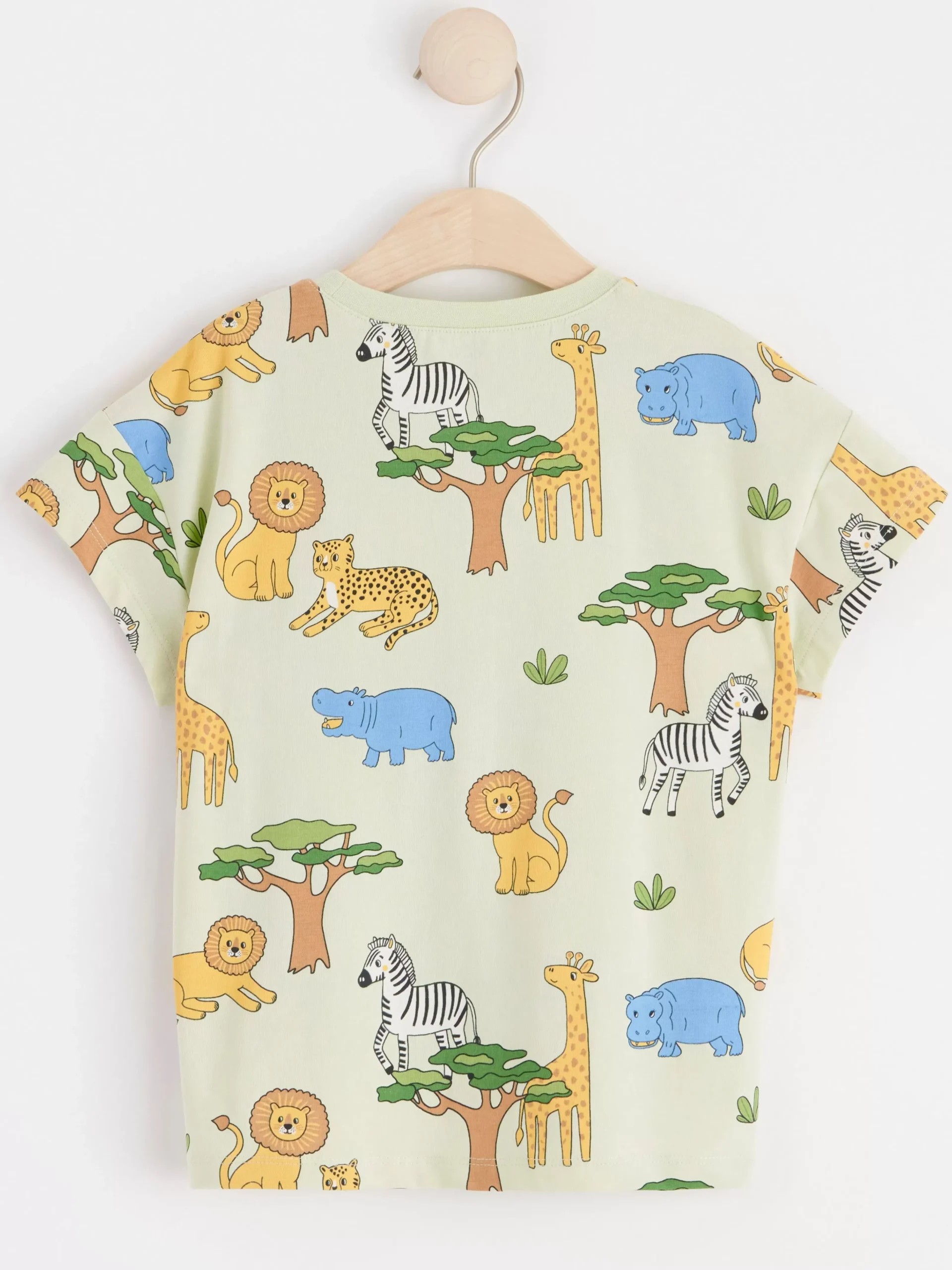 Toppar & T-Shirts>Lindex Kortarmad Topp Med Djur Light Dusty Green
