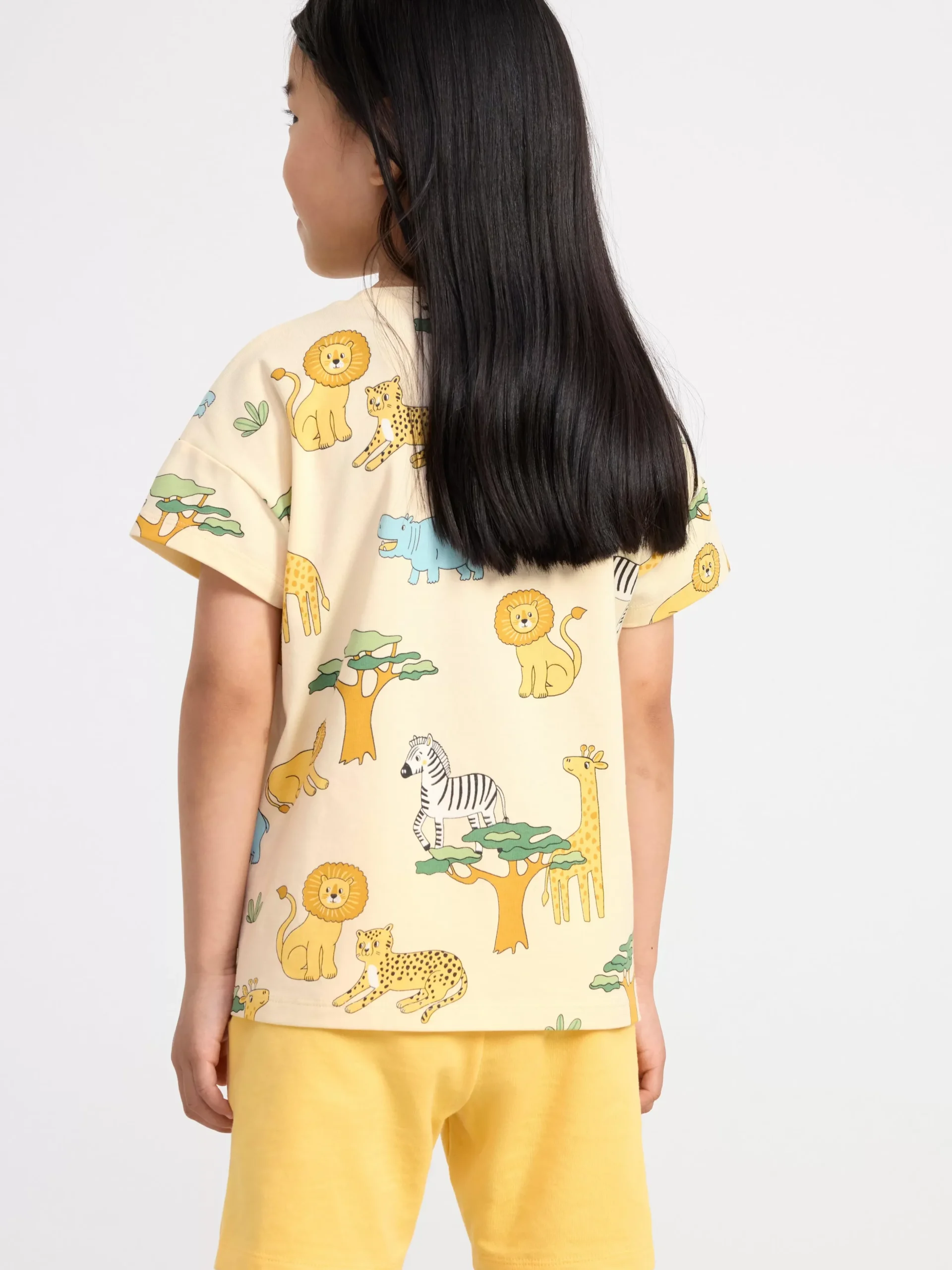 Toppar & T-Shirts>Lindex Kortarmad Topp Med Djur Light Yellow