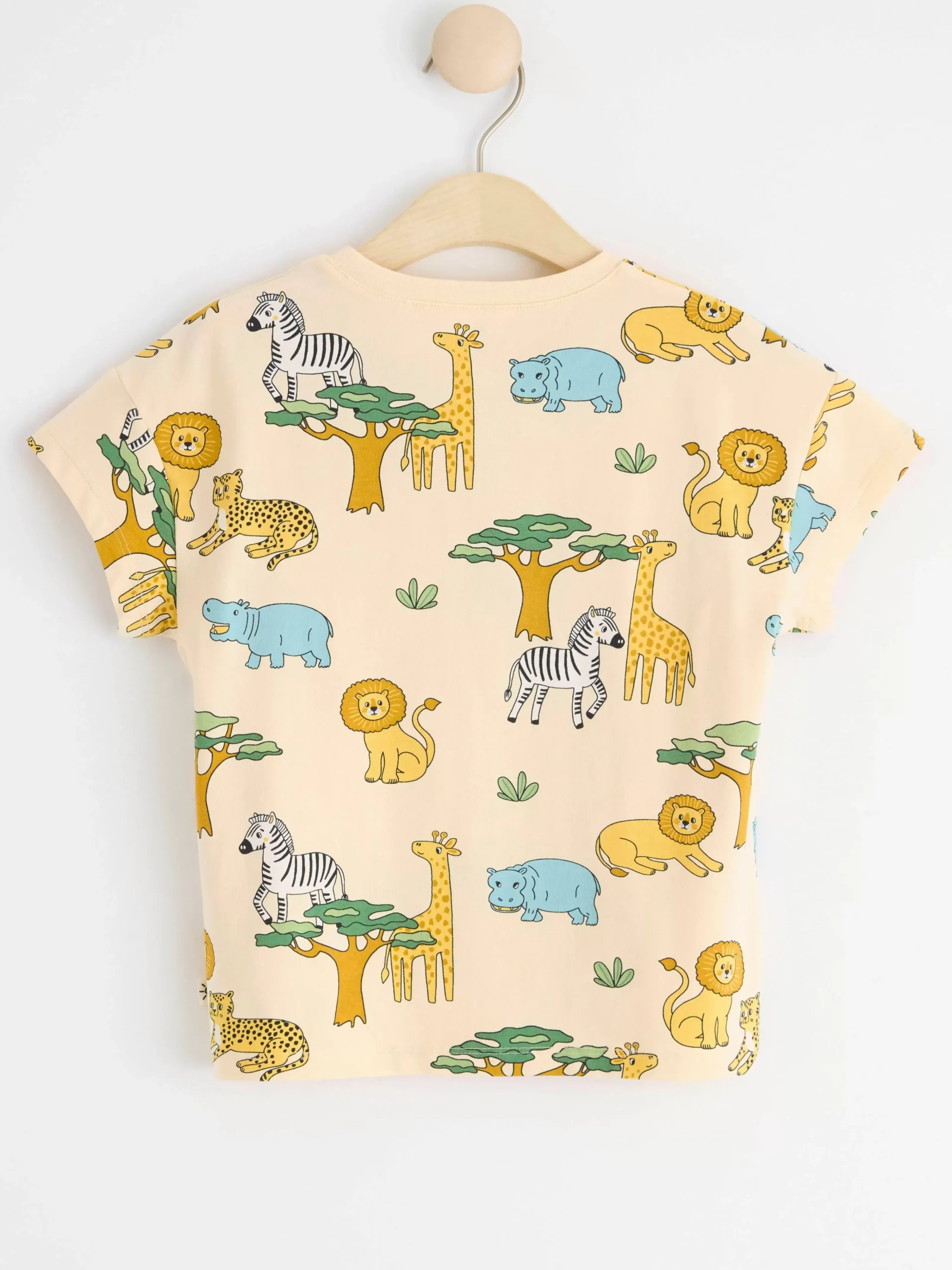Toppar & T-Shirts>Lindex Kortarmad Topp Med Djur Light Yellow