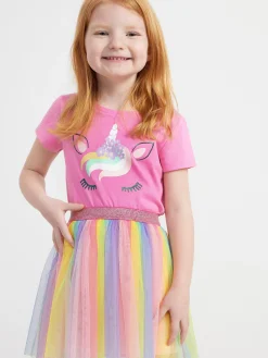 Toppar & T-Shirts>Lindex Kortarmad Topp Med Enhorning Pink