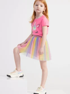 Toppar & T-Shirts>Lindex Kortarmad Topp Med Enhorning Pink