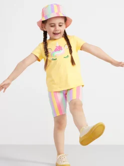 Toppar & T-Shirts>Lindex Kortarmad Topp Med Enhorning Light Yellow