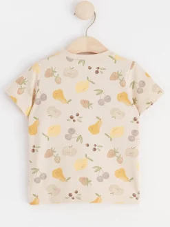 Toppar & T-Shirts>Lindex Kortarmad Topp Med Frukter Light Beige