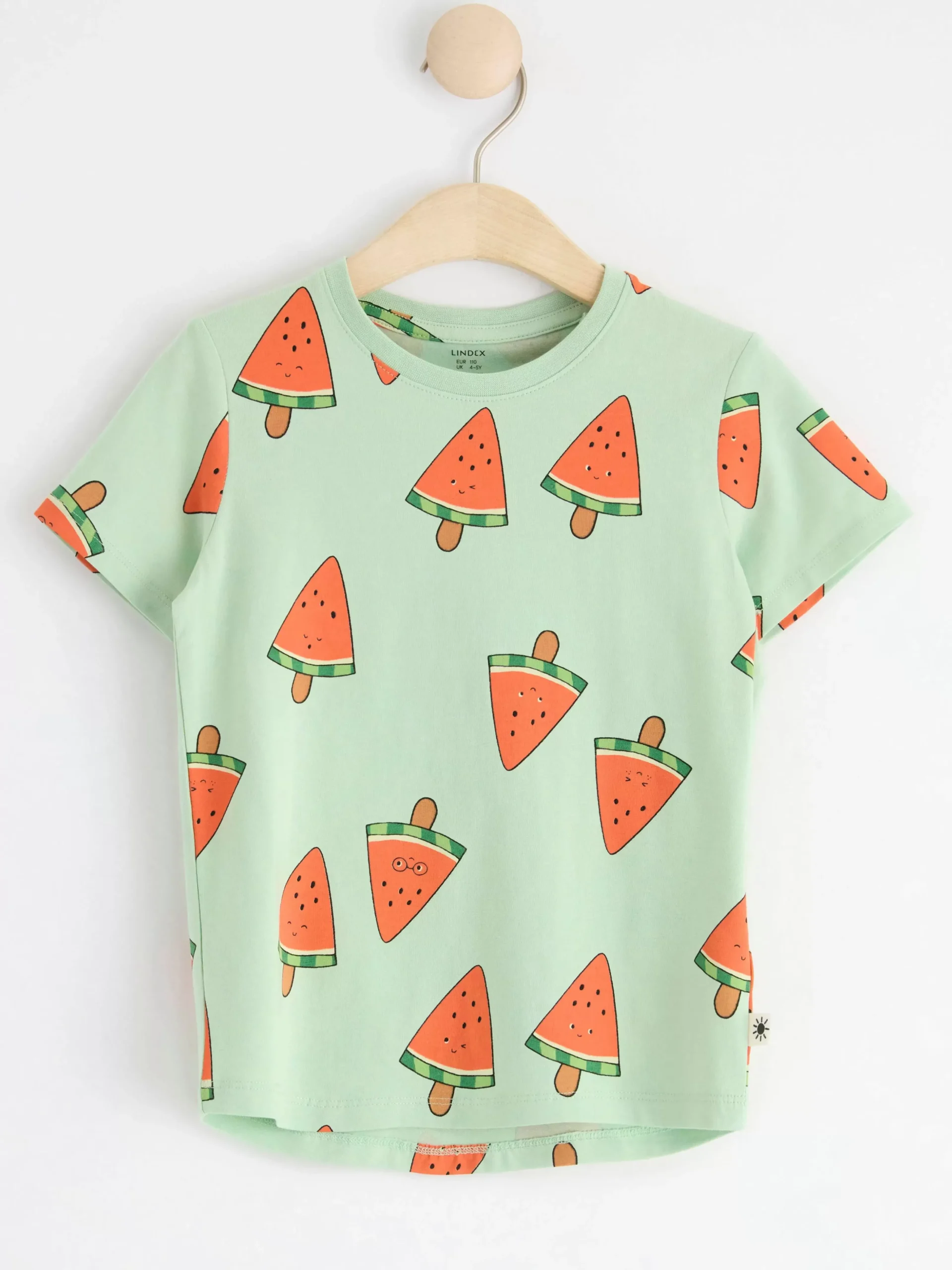 Toppar & T-Shirts>Lindex Kortarmad Topp Med Glassar Light Green