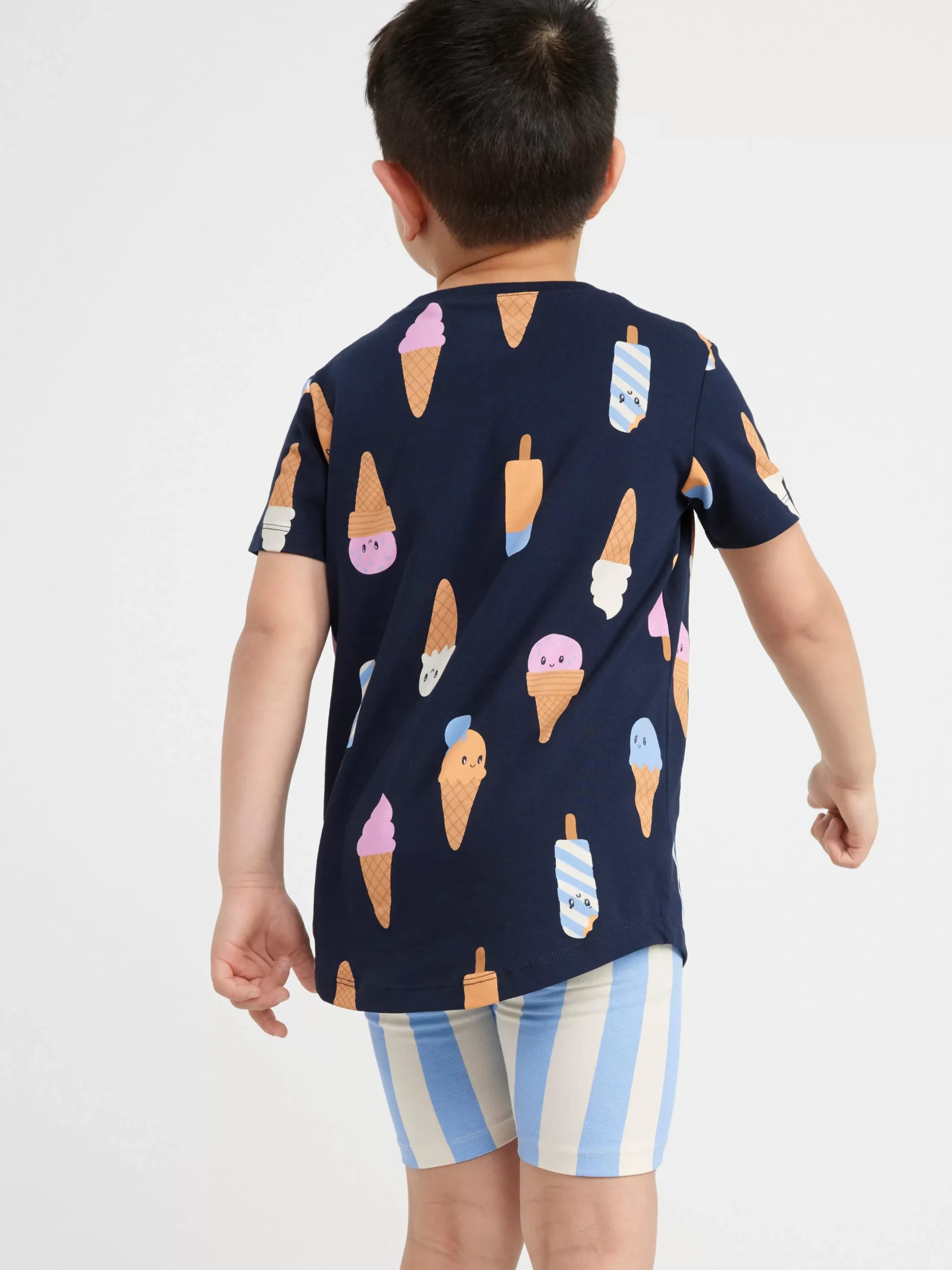 Toppar & T-Shirts>Lindex Kortarmad Topp Med Glassar Dark Navy