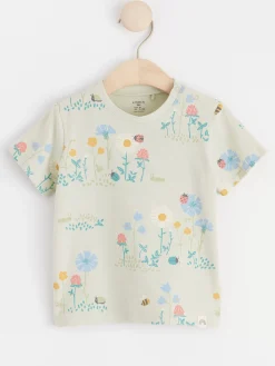 Toppar & T-Shirts>Lindex Kortarmad Topp Med Insekter Light Green