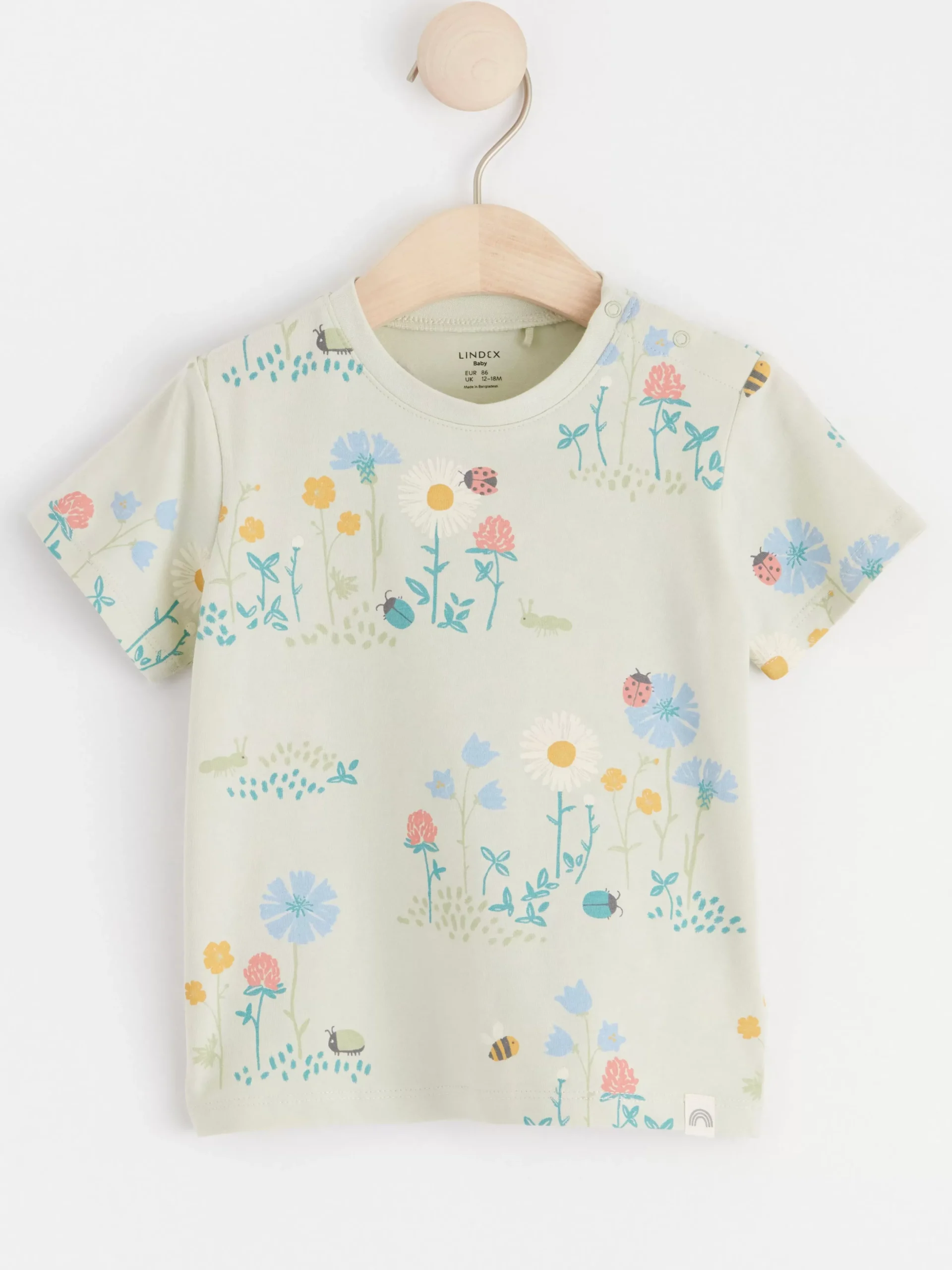 Toppar & T-Shirts>Lindex Kortarmad Topp Med Insekter Light Green