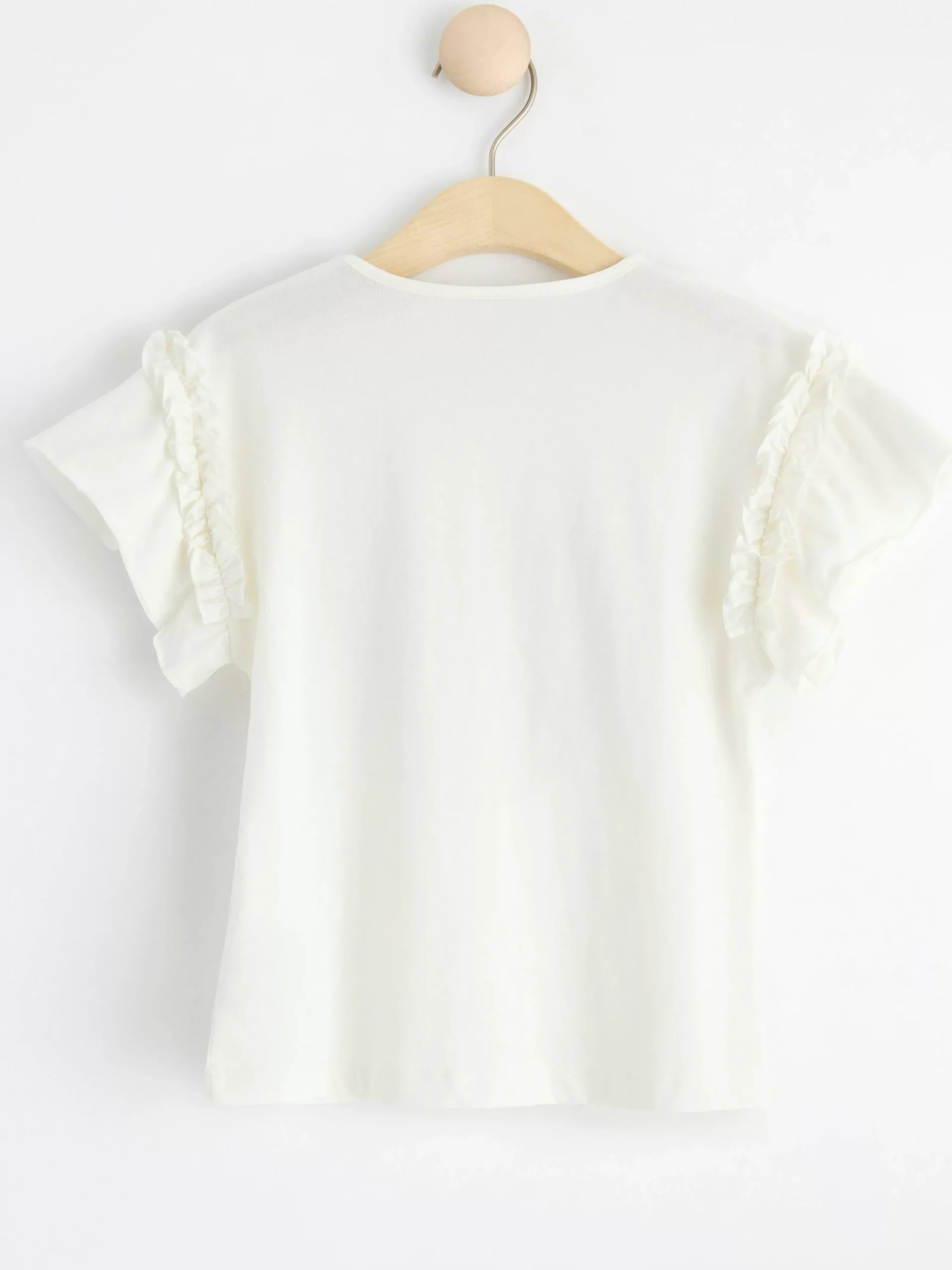 Toppar & T-Shirts>Lindex Kortarmad Topp Med Jordgubbe Light Dusty White
