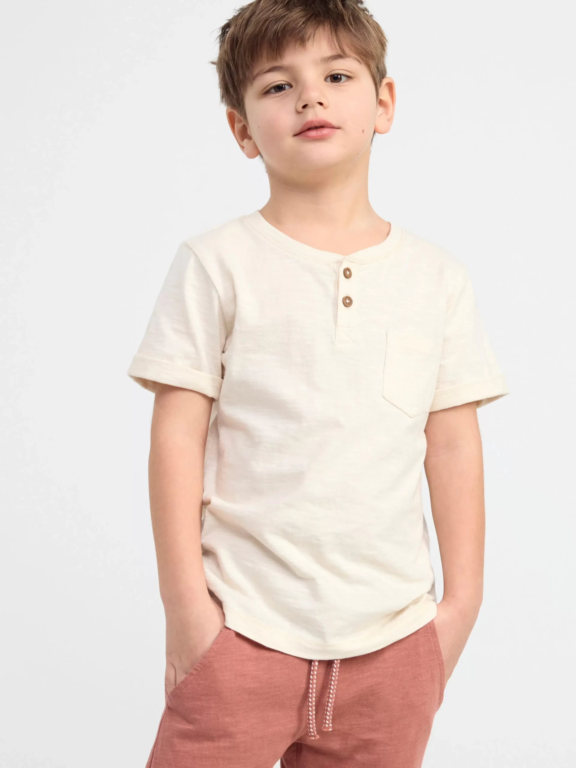 Toppar & T-Shirts>Lindex Kortarmad Topp Med Knappar Light Beige
