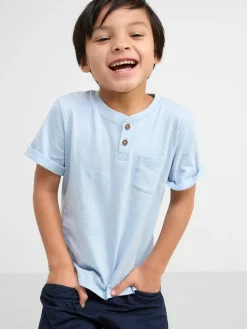 Toppar & T-Shirts>Lindex Kortarmad Topp Med Knappar Light Blue