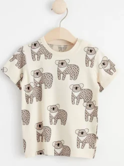 Toppar & T-Shirts>Lindex Kortarmad Topp Med Koalor Light Beige