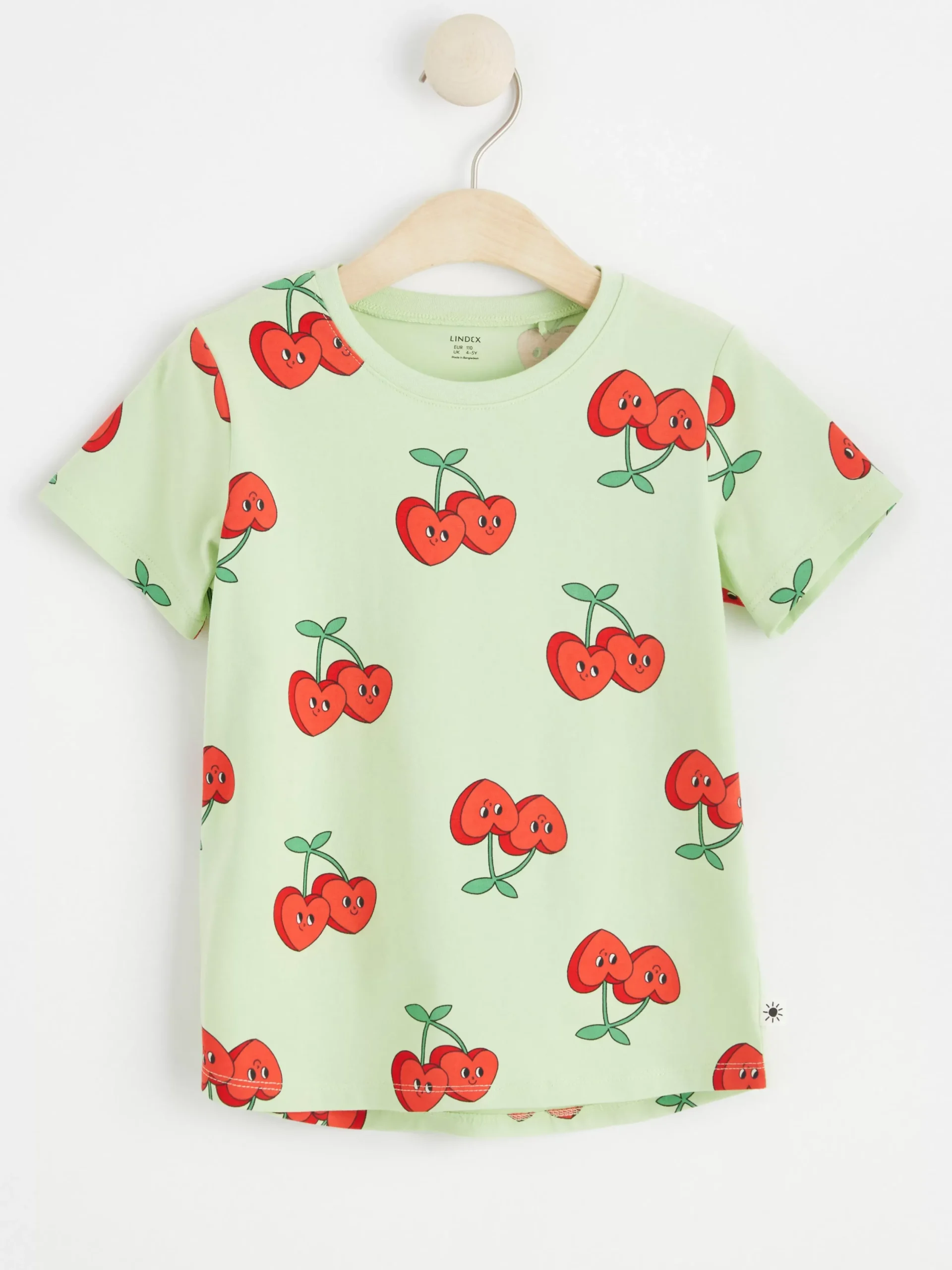Toppar & T-Shirts>Lindex Kortarmad Topp Med Korsbarshjartan Light Green