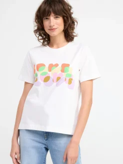 Toppar & T-Shirts>Lindex Kortarmad Topp Med Lovetryck Light Dusty White