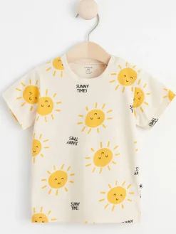 Toppar & T-Shirts>Lindex Kortarmad Topp Med Solar Light Beige