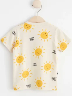 Toppar & T-Shirts>Lindex Kortarmad Topp Med Solar Light Beige