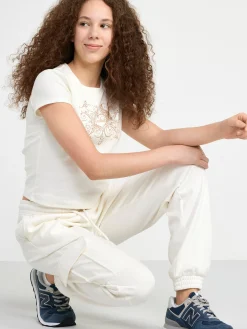 Toppar & T-Shirts>Lindex Kortarmad Topp Med Tryck Off White