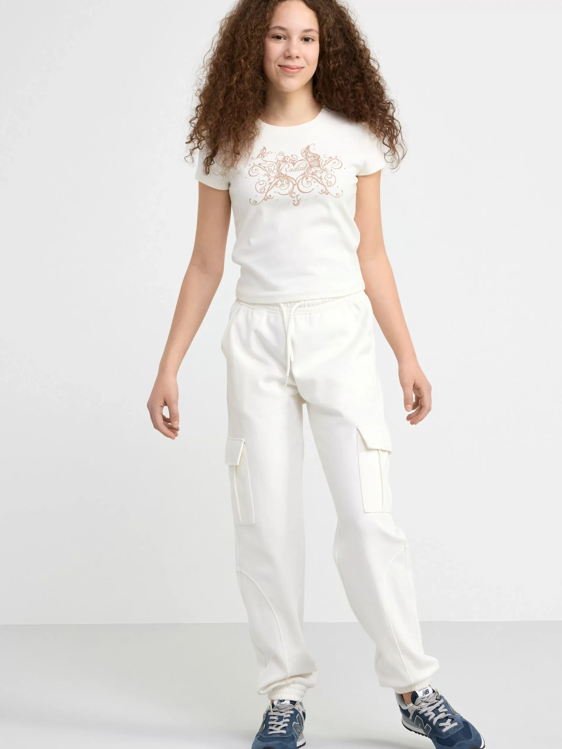 Toppar & T-Shirts>Lindex Kortarmad Topp Med Tryck Off White