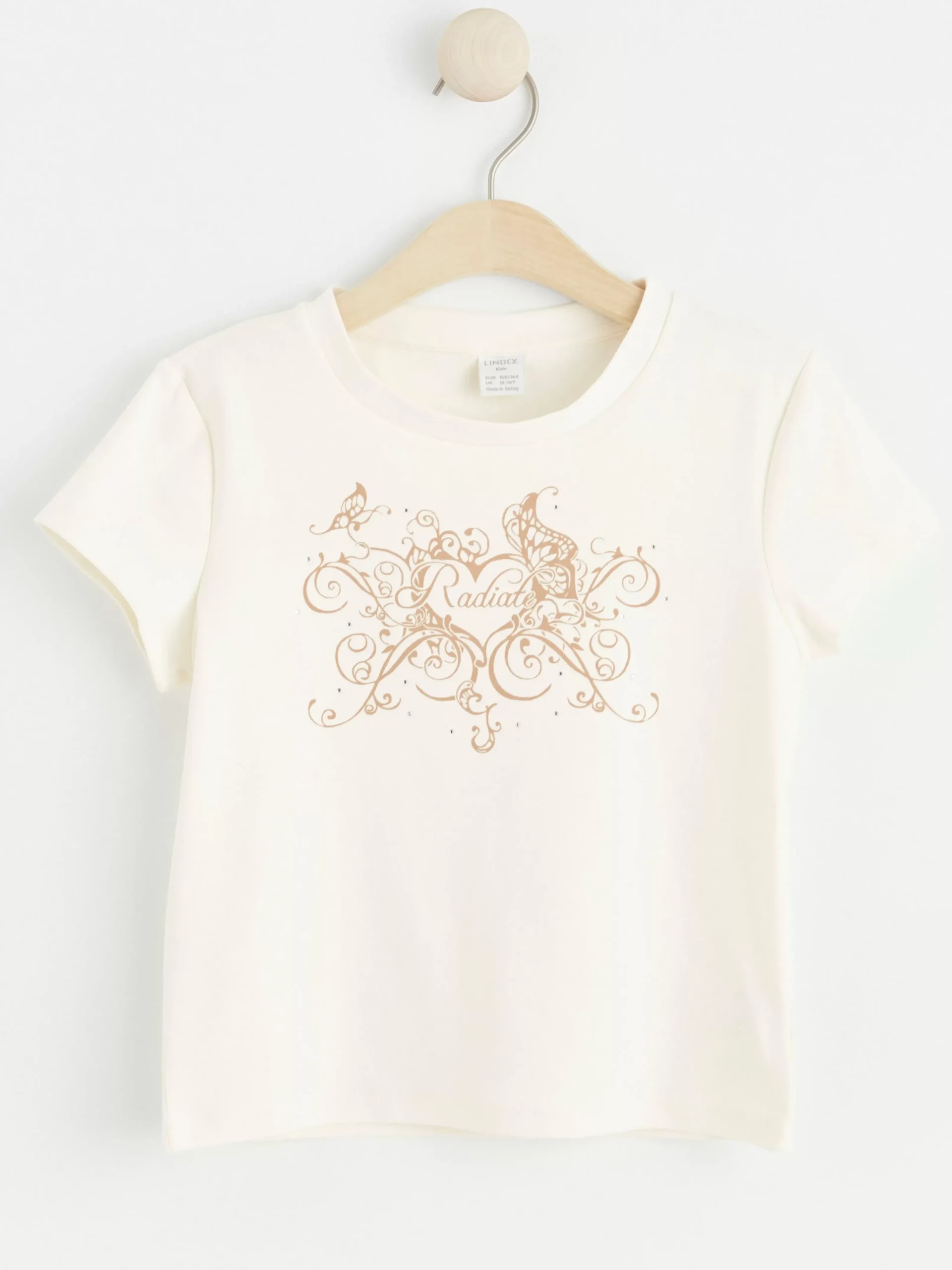 Toppar & T-Shirts>Lindex Kortarmad Topp Med Tryck Off White