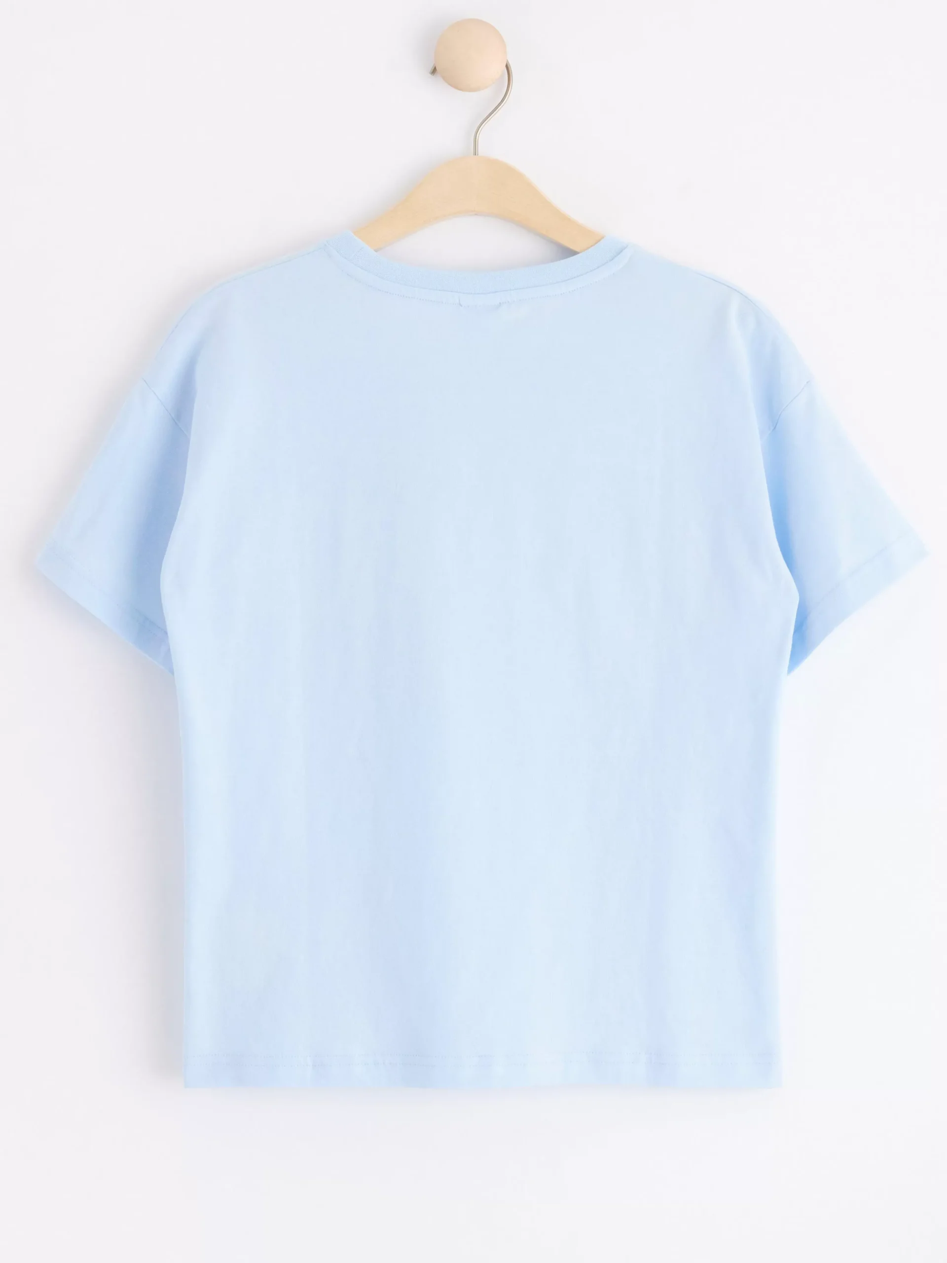 Toppar & T-Shirts>Lindex Kortarmad Topp Med Tryck Framtill Light Blue