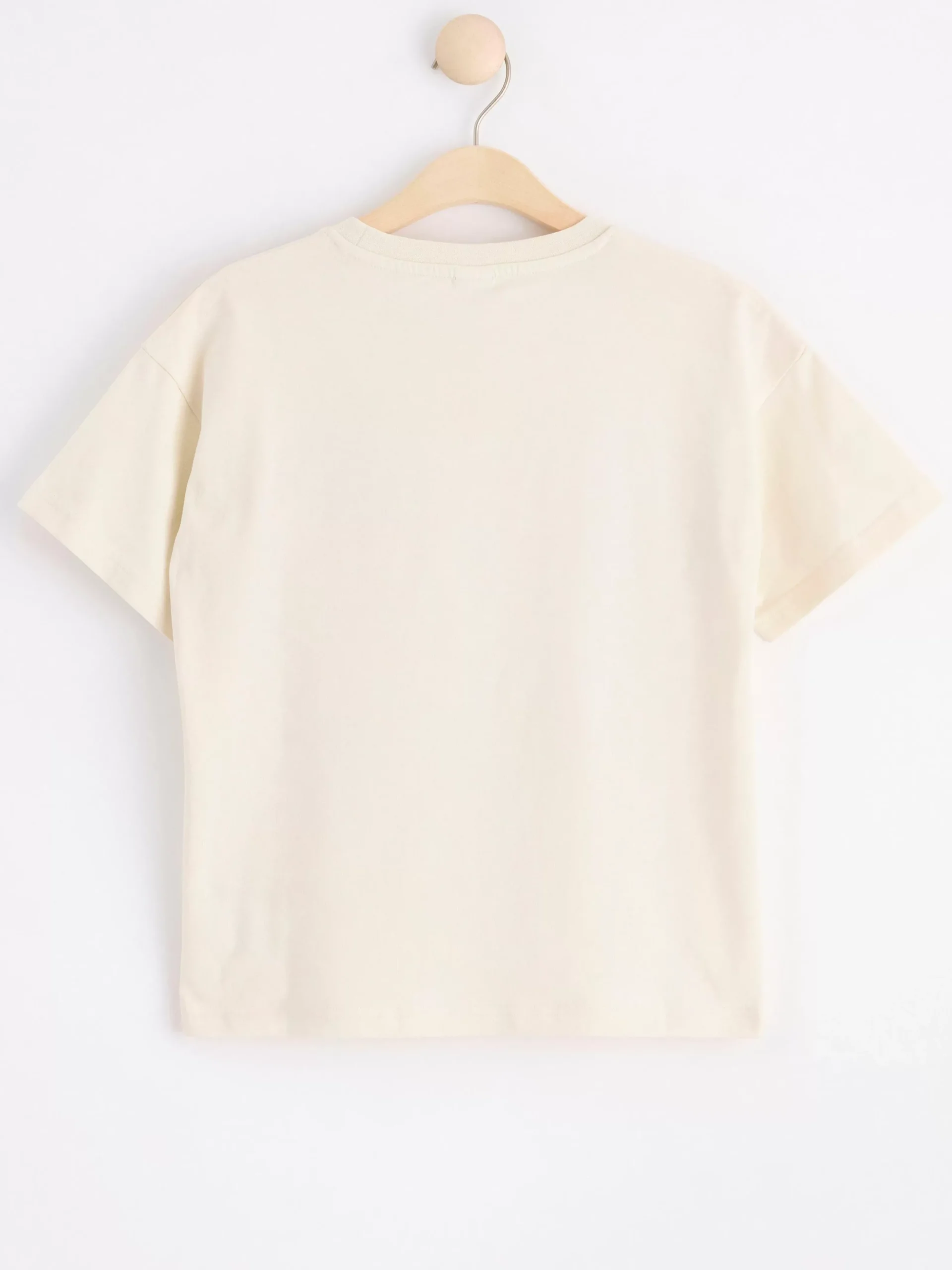 Toppar & T-Shirts>Lindex Kortarmad Topp Med Tryck Framtill Light Beige