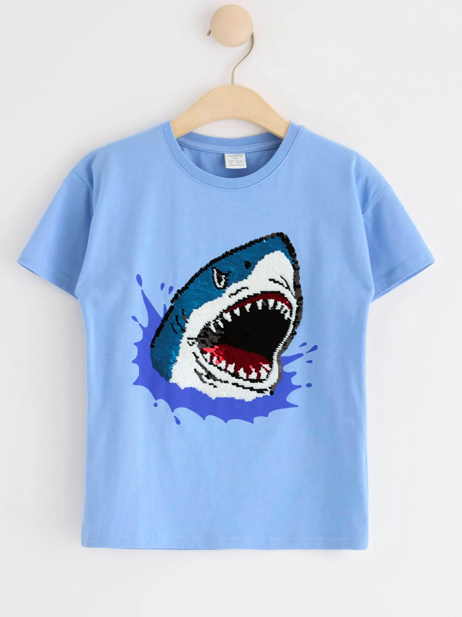 Toppar & T-Shirts>Lindex Kortarmad Topp Med Vandbara Paljetter Lt Dusty Blue