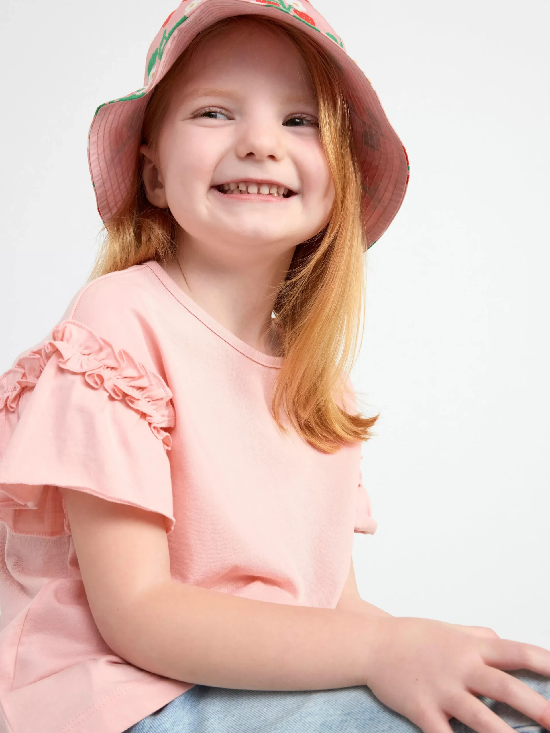 Toppar & T-Shirts>Lindex Kortarmad Topp Med Volanger Light Pink